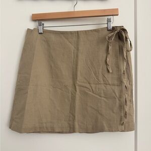 Tan Wrap Linen blend Skirt GAP